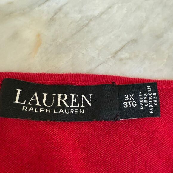 Lauren Ralph Lauren cotton blend Sweater Red Ruffle Trim Jersey Size 3X - Picture 4 of 7